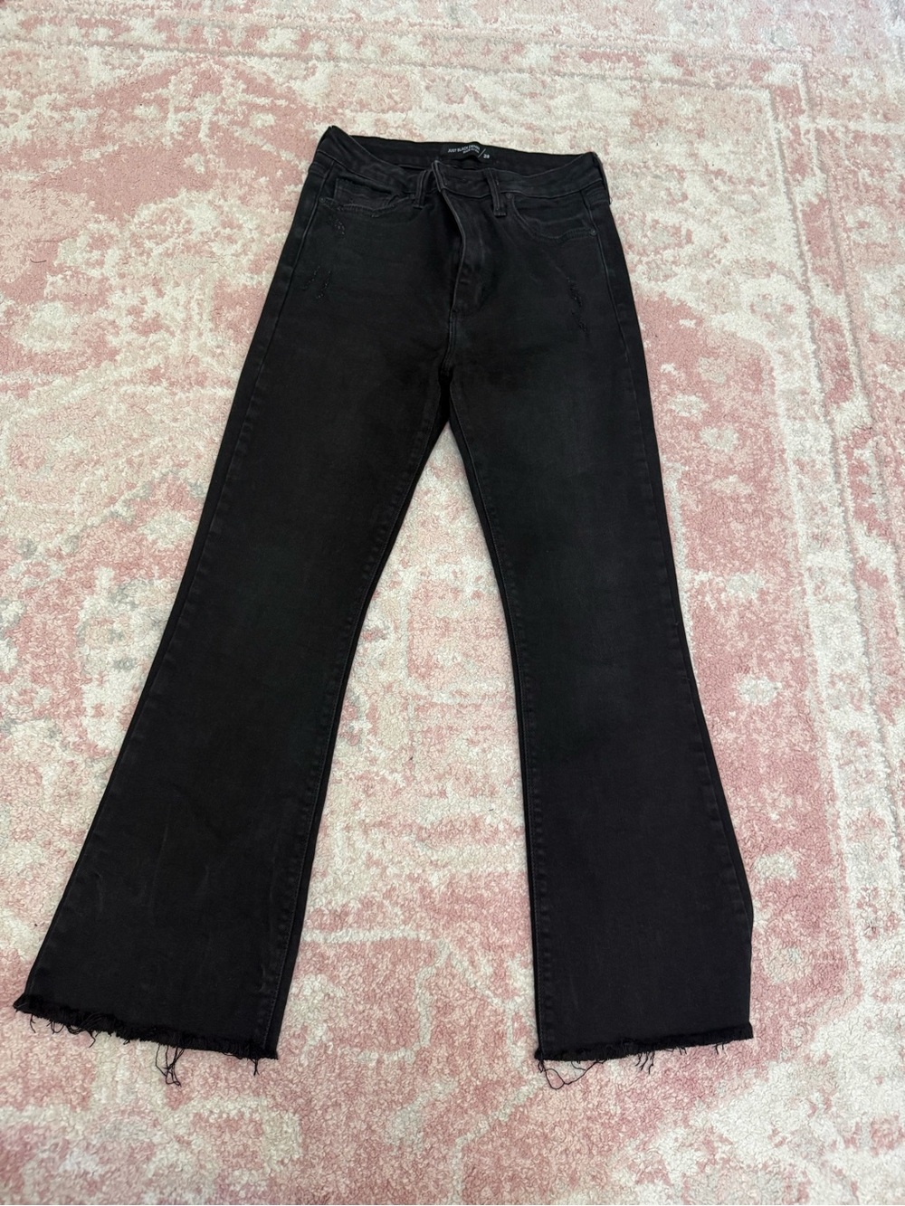 Just Black Women's Black Kick Flare Jeans with Raw Hem